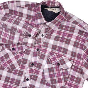 Wilderness Flannel Shirt Jacket Mens Medium Maroon Plaid Quilted Lined Outdoors